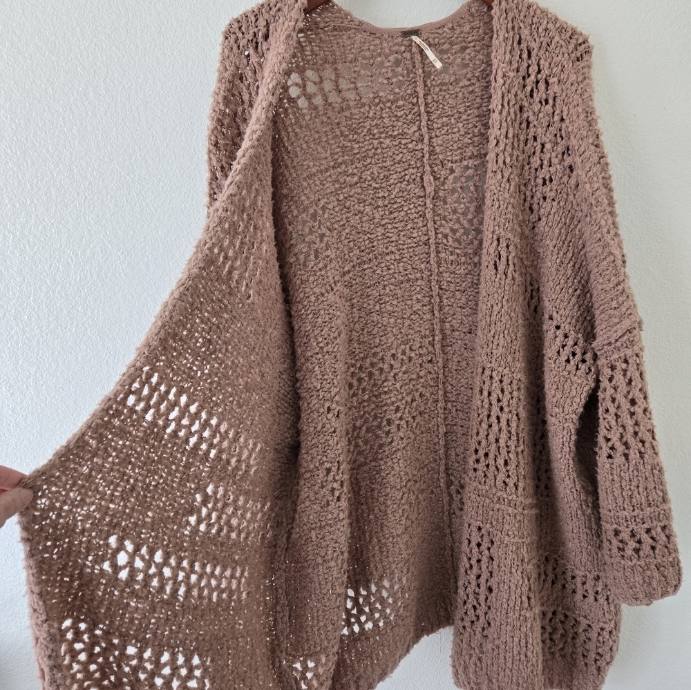 Free People BOHO Saturday Morning Cardigan Sweater Open Knit Oversized Cozy XS/S - Picture 6 of 16